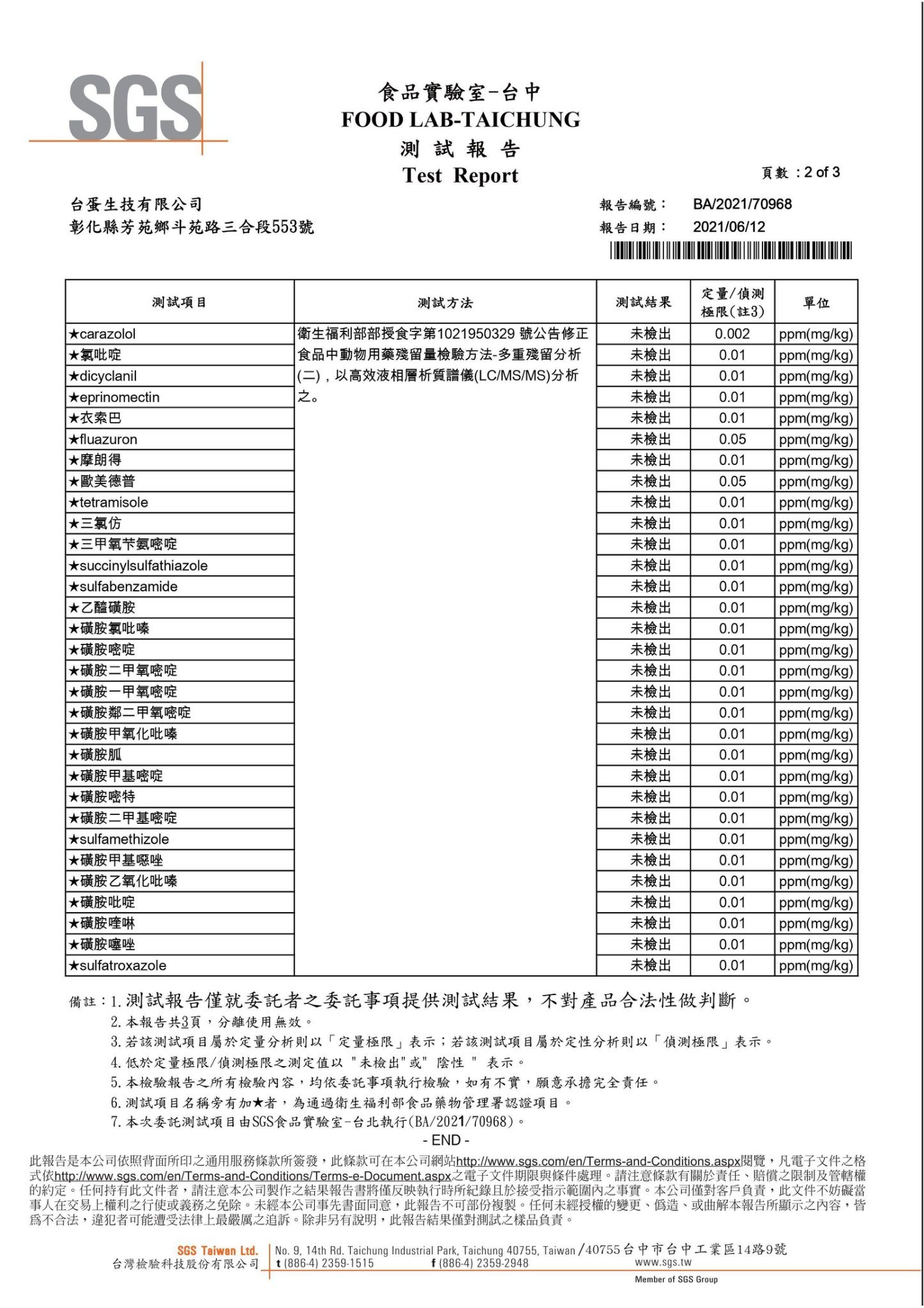 江記食好蛋檢驗報告